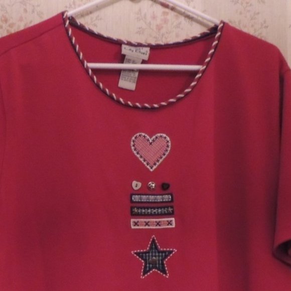 top red fill's like a thick soft sweater cotton and polyester made by koret City - Picture 4 of 5